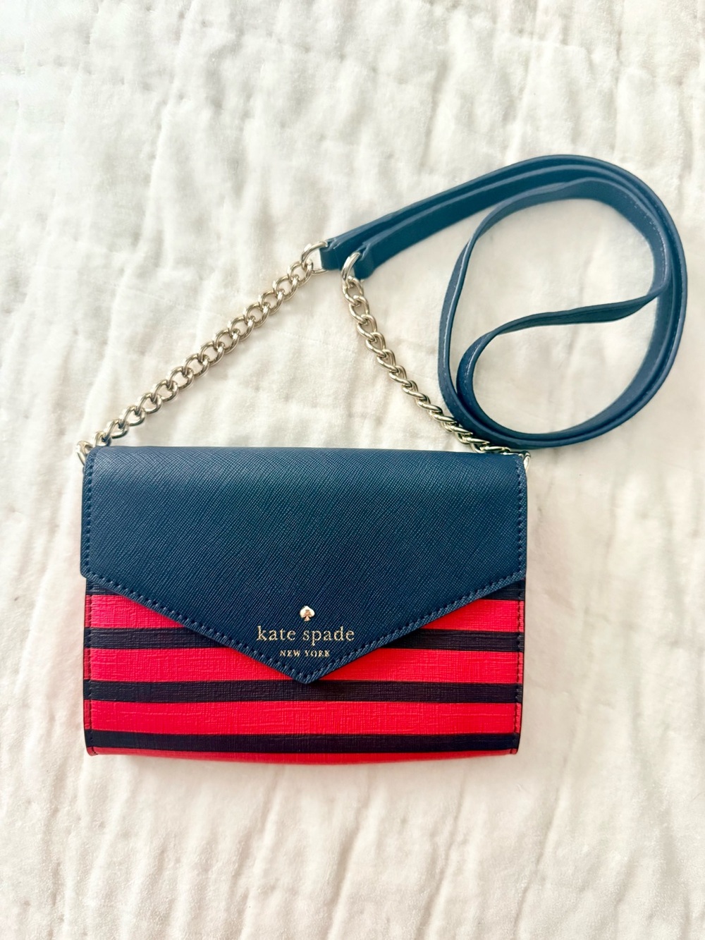 Kate Spade Fairmount Square Monday Mini Wallet Crossbody - Geranium Stripe NWOT